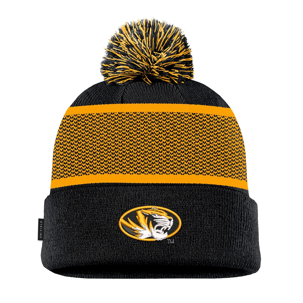 Bonnet en tricot à revers avec pompon Nike Missouri Tigers 2024 Sideline Peak pour homme