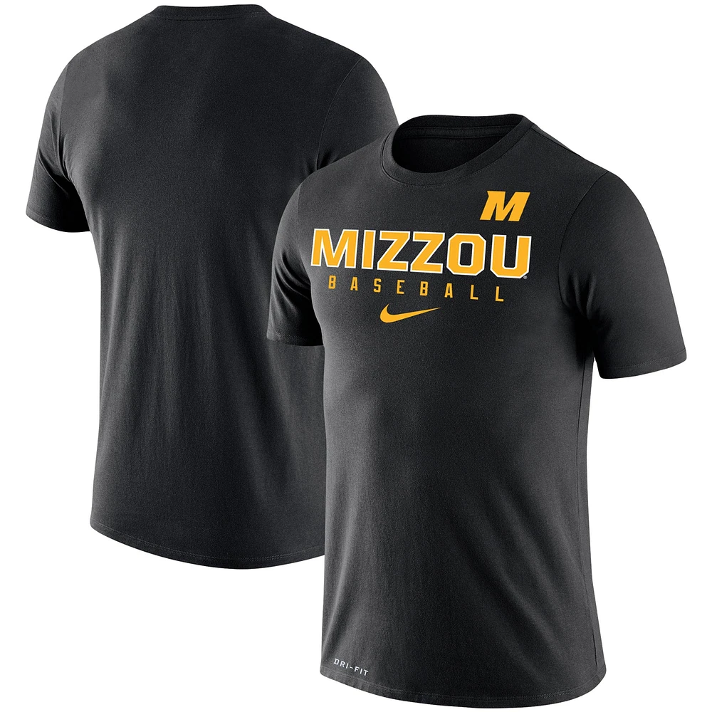 T-shirt de performance coupe slim Nike pour hommes, Missouri Tigers Baseball Legend, noir