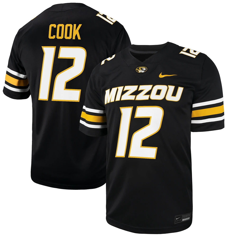 Maillot de football américain NIL Brady Cook pour homme, noir, Missouri Tigers