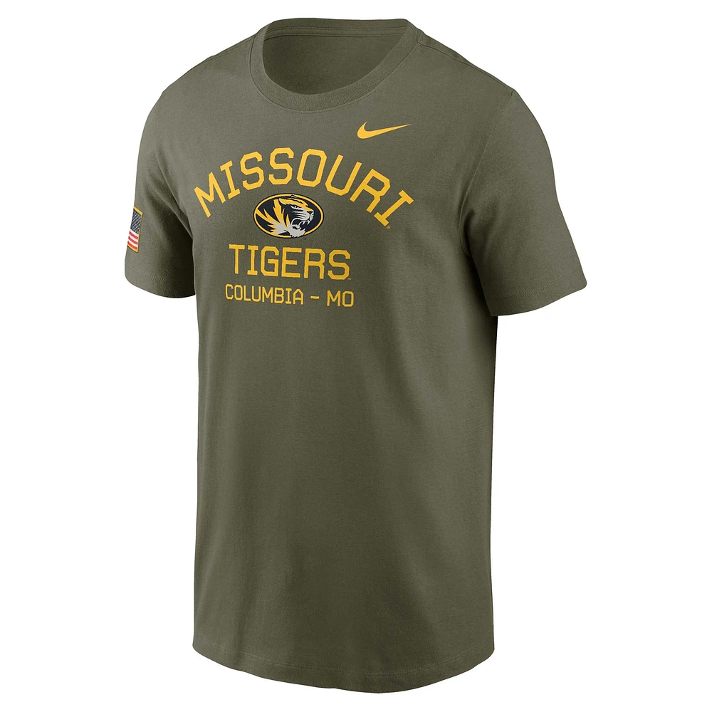 T-shirt de performance Nike Olive Missouri Tigers 2024 Military Appreciation pour homme