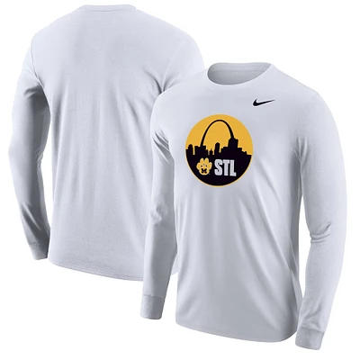 Men's Nike White Missouri Tigers Mizzou St. Louis Long Sleeve Shooting T-Shirt