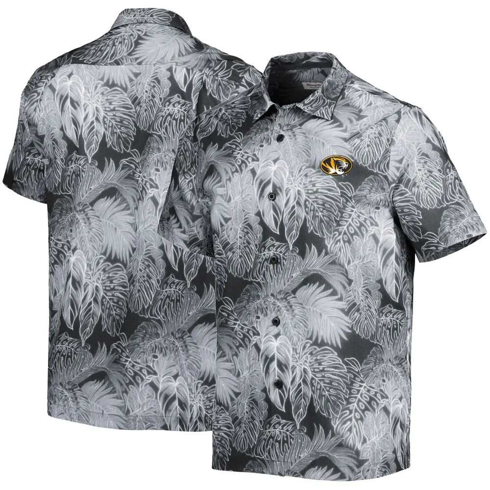 Men's Tommy Bahama Black Missouri Tigers Coast Luminescent Frond Camp IslandZone Button-Up Shirt