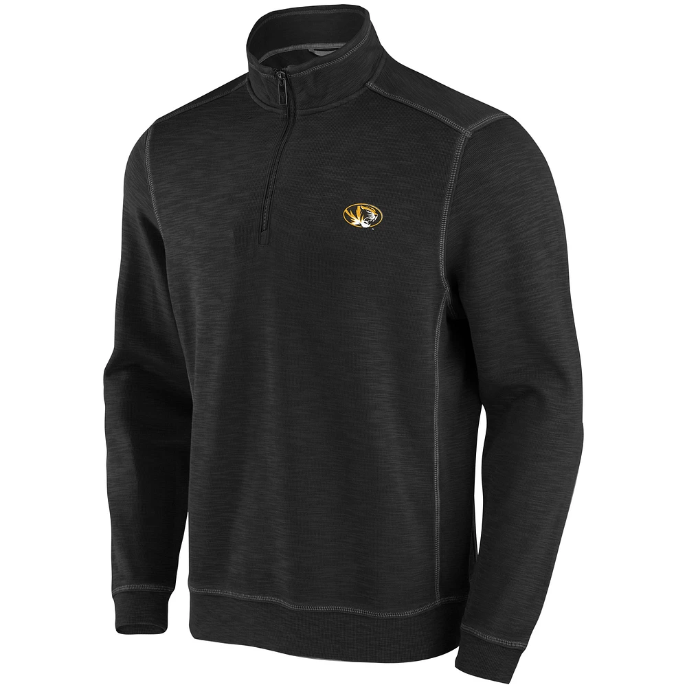 Men's Tommy Bahama Black Missouri Tigers Sport Tobago Bay Tri-Blend Half-Zip Jacket