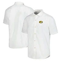 Men's Tommy Bahama White Missouri Tigers Coconut Point Palm Vista IslandZone Camp Button-Up Shirt