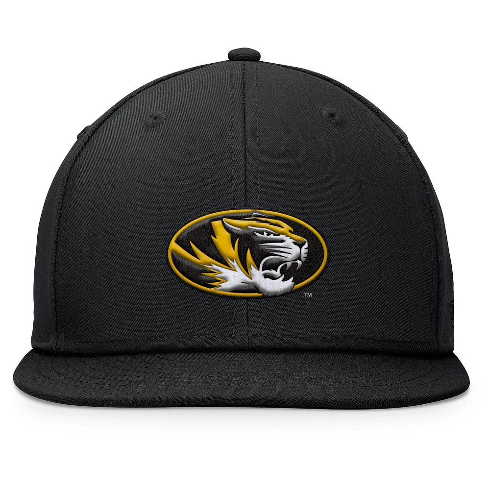 Casquette Snapback fondamentale Top of the World noire des Missouri Tigers pour hommes