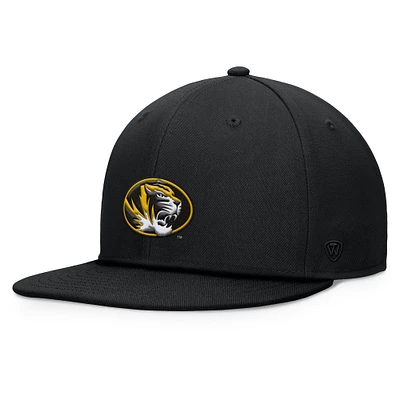 Casquette Snapback fondamentale Top of the World noire des Missouri Tigers pour hommes