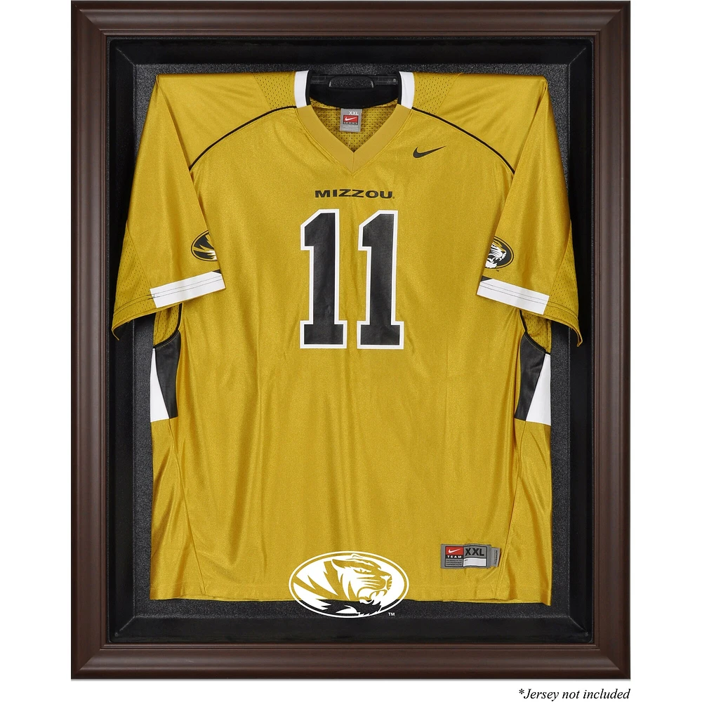 Vitrine de présentation du maillot avec logo encadré marron des Missouri Tigers