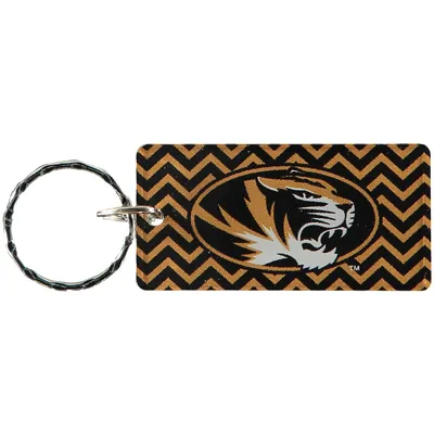 Missouri Tigers Chevron Printed Acrylic Team Color Logo Keychain