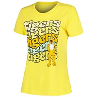 Women's Gold Missouri Tigers Repeat Slogan Boyfriend T-Shirt