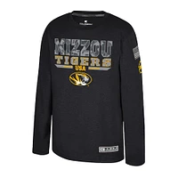 Youth Colosseum Heather Black Missouri Tigers OHT Military Appreciation Oorah Long Sleeve T-Shirt