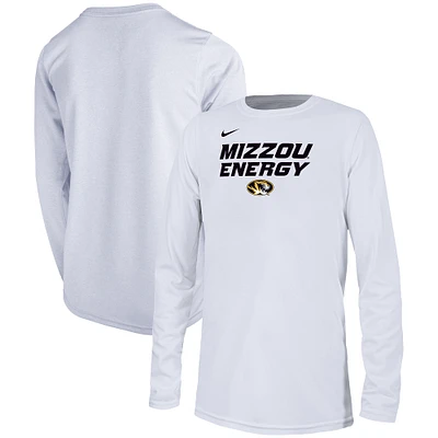 T-shirt Nike blanc Missouri Tigers 2024 On-Court Bench Energy pour jeune