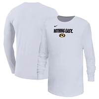 Youth Nike White Missouri Tigers 2025 On-Court Bench Long Sleeve T-Shirt