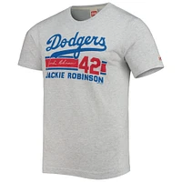 Men's Homage Jackie Robinson Heathered Gray Remix Jersey Tri-Blend T-Shirt