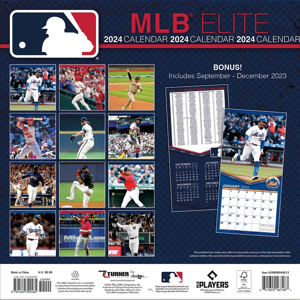 MLB Merchandise Mini calendrier mural 7'' x 7'' 2024