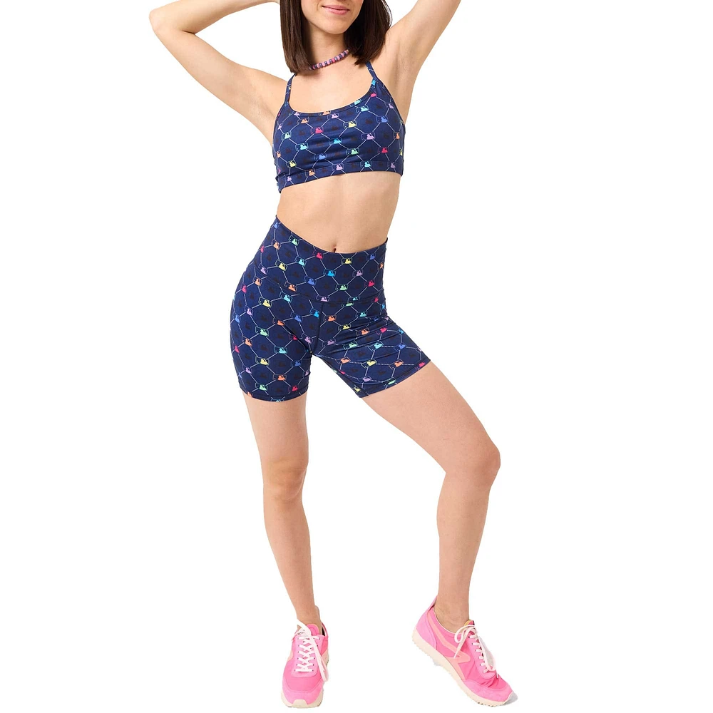 Women's Terez Navy MLB Logo TLC Printed High-Waisted Bike Shorts