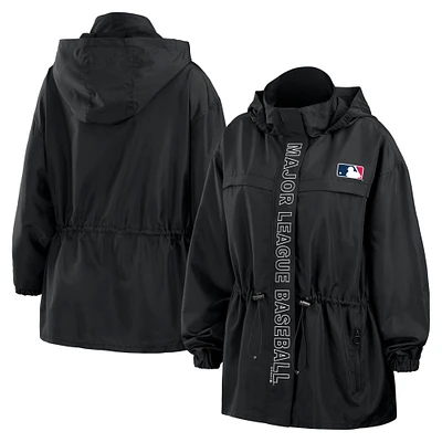 WEAR by Erin Andrews Veste à capuche coupe-vent zippée noire MLB Merchandise pour femmes