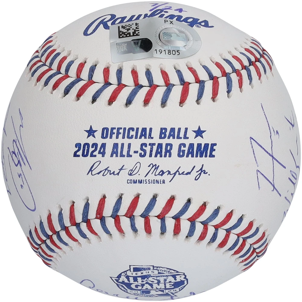 Balle de baseball MLB All-Stars 2024, avec logo du match des étoiles 2024, signée à plusieurs reprises, avec 14 signatures et l'inscription « 2024 ASG MVP » - Édition limitée à 24 exemplaires