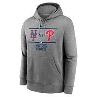 Men's Nike Heather Gray 2024 MLB World Tour London Series Club Pullover Hoodie