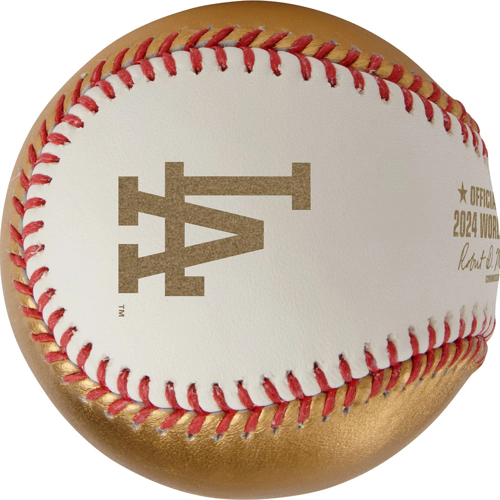 New York Yankees vs. Los Angeles Dodgers 2024 World Series Dueling Gold Baseball with Case