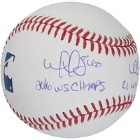 William & Willson Contreras Autographed Baseball with "16 WS Champs" & "21 WS Champs" Inscriptions