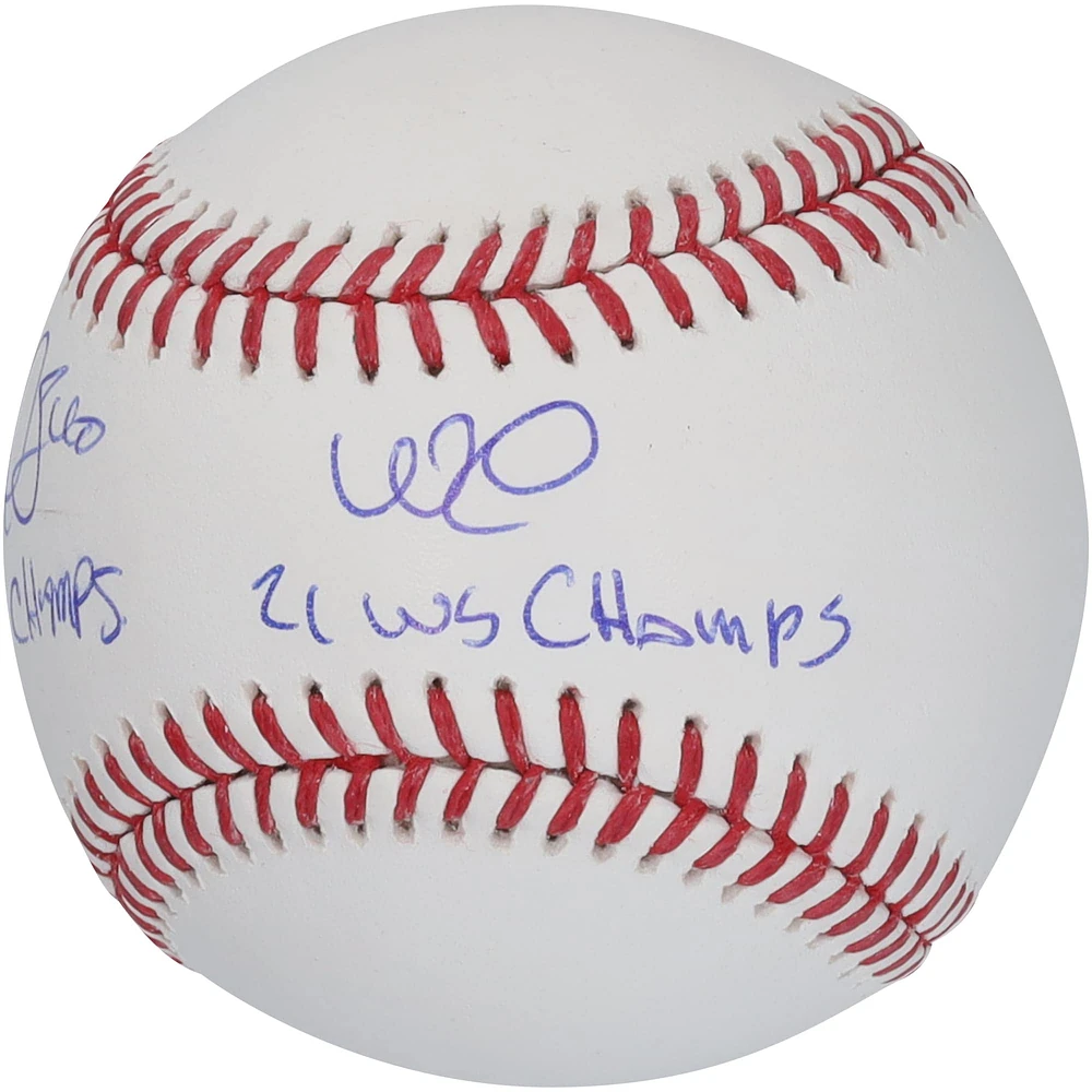 William & Willson Contreras Autographed Baseball with "16 WS Champs" & "21 WS Champs" Inscriptions