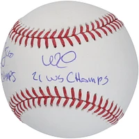 William & Willson Contreras Autographed Baseball with "16 WS Champs" & "21 WS Champs" Inscriptions