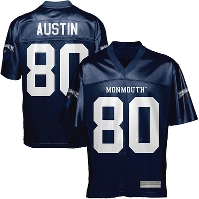 Maillot de football des Hawks l'Université Monmouth Miles Austin - Bleu marine