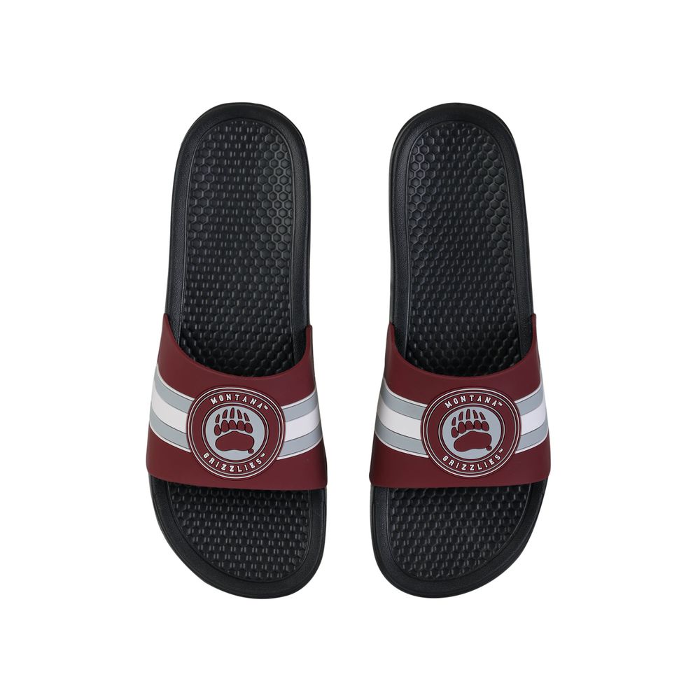 FOCO Montana Grizzlies Stripe Raised Slide Sandals