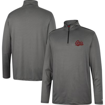 Men's Colosseum Charcoal Montana Grizzlies Logo Quarter-Zip Windshirt