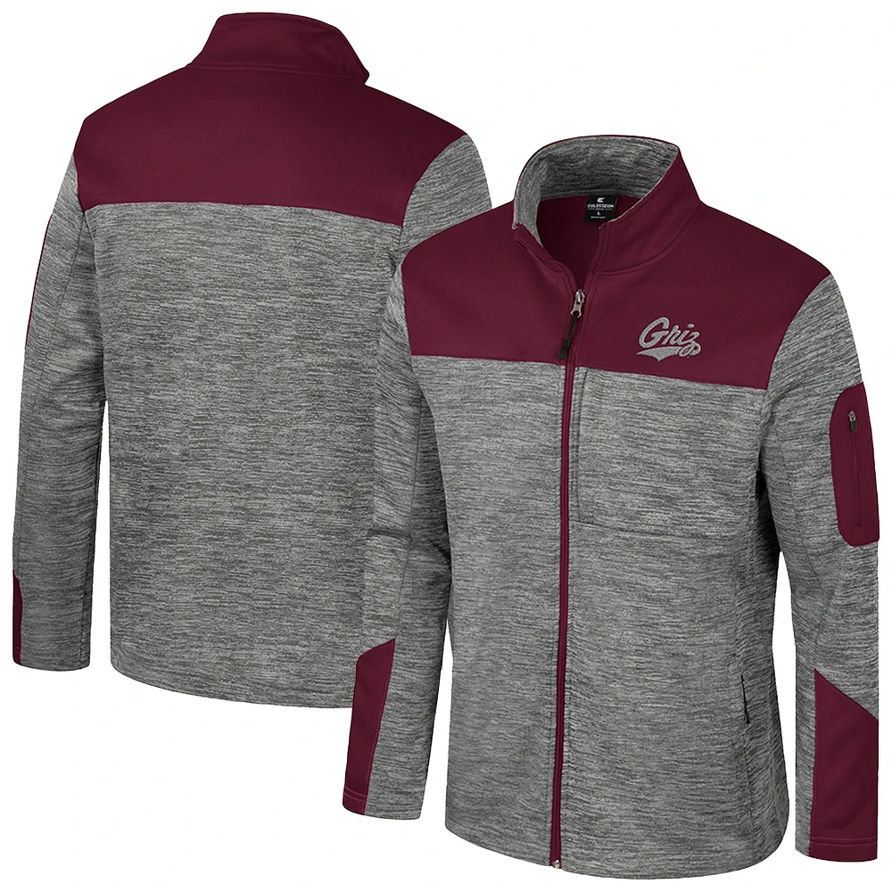 Veste zippée complète pour homme Colosseum Grey/Maroon Montana Grizzlies Guard