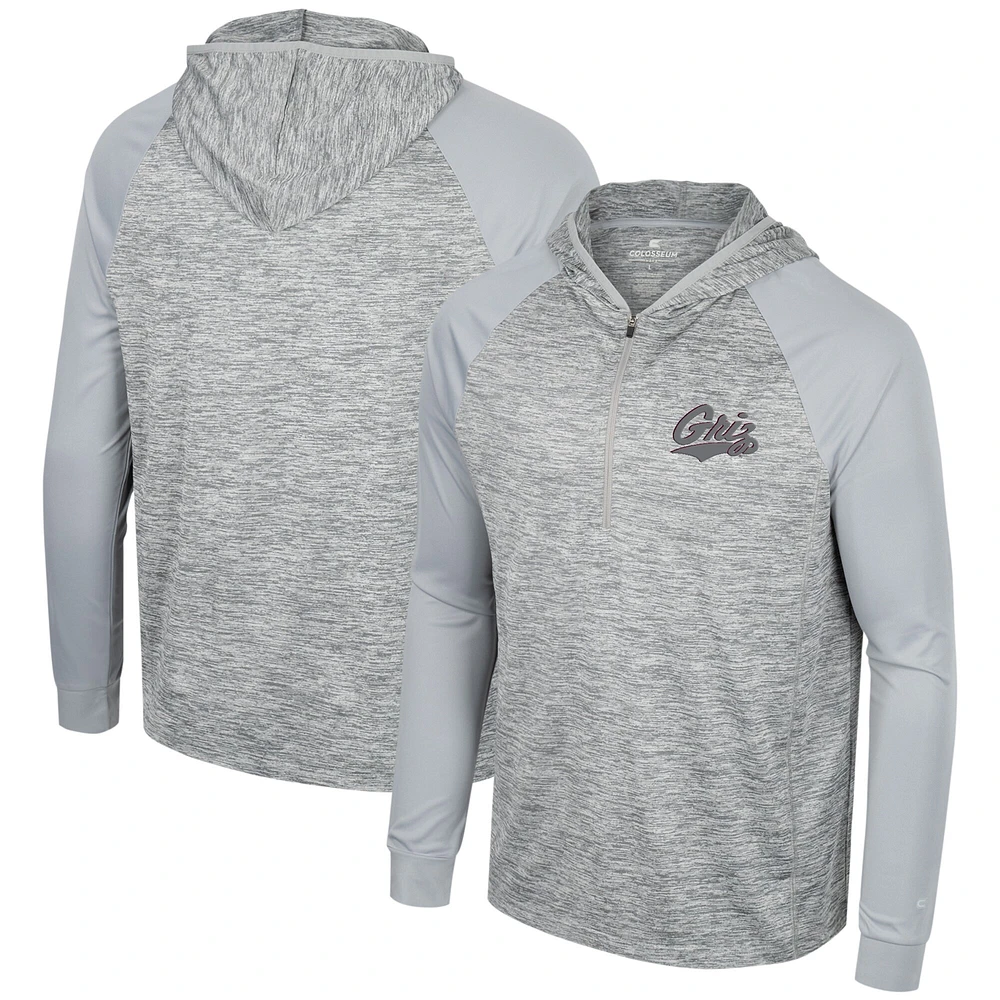 Colosseum Grey Montana Grizzlies Cybernetic Raglan Quarter-Zip Hooded Top