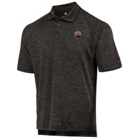 Men's Colosseum Heathered Black Montana Grizzlies Down Swing Raglan Polo