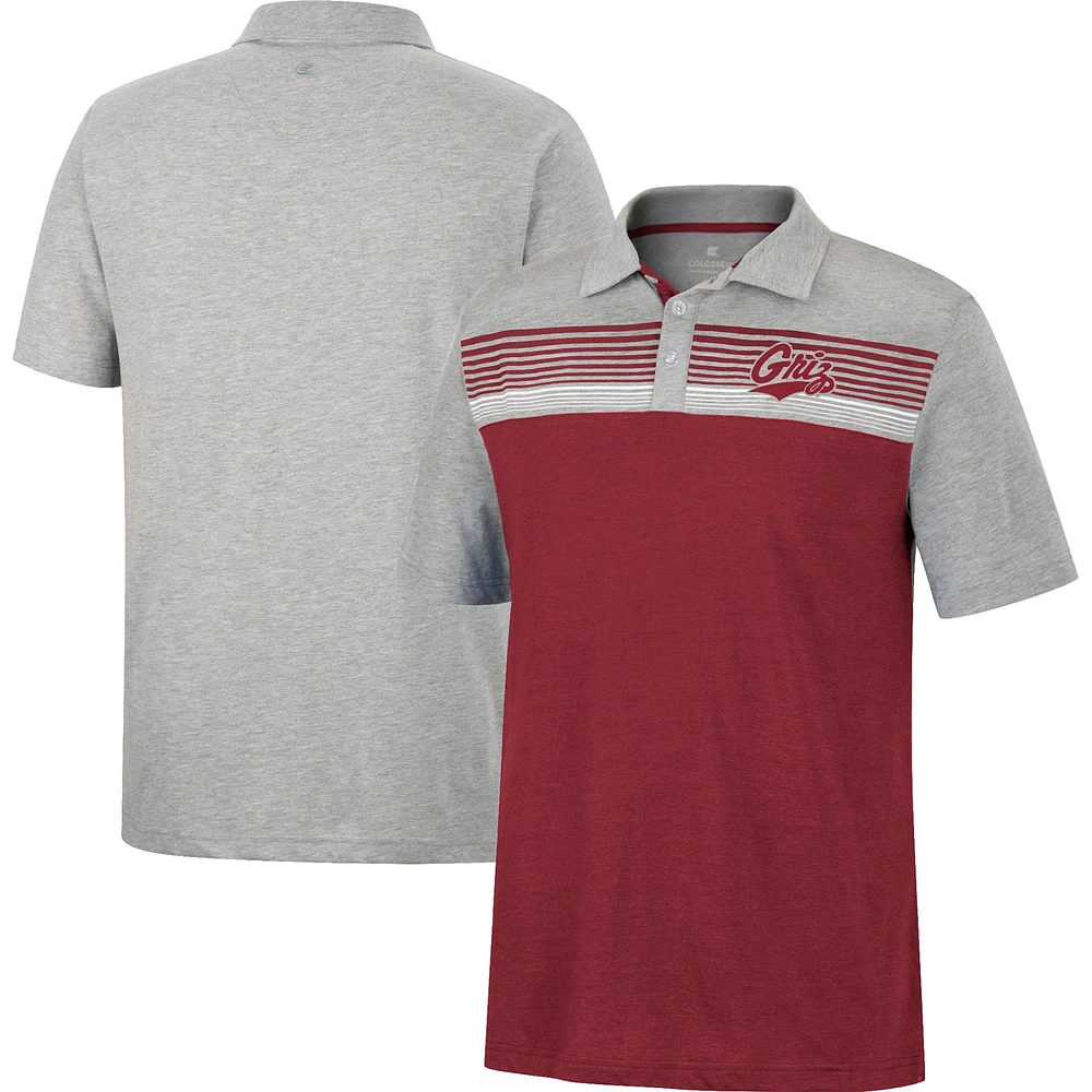 Men's Colosseum Maroon/Heather Gray Montana Grizzlies Caddie Lightweight Polo