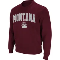 Men's Colosseum Maroon Montana Grizzlies Arch & Logo Crew Neck Sweatshirt