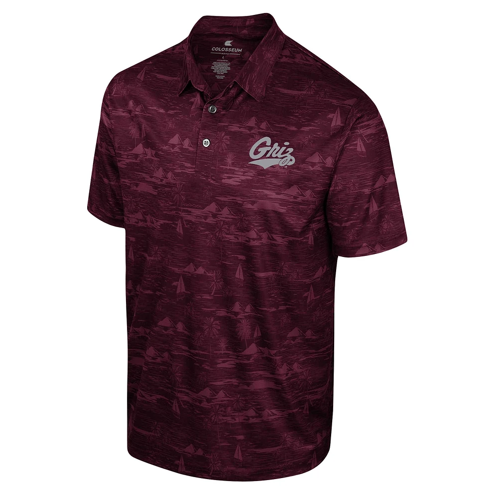 Men's Colosseum Maroon Montana Grizzlies Daly Print Polo