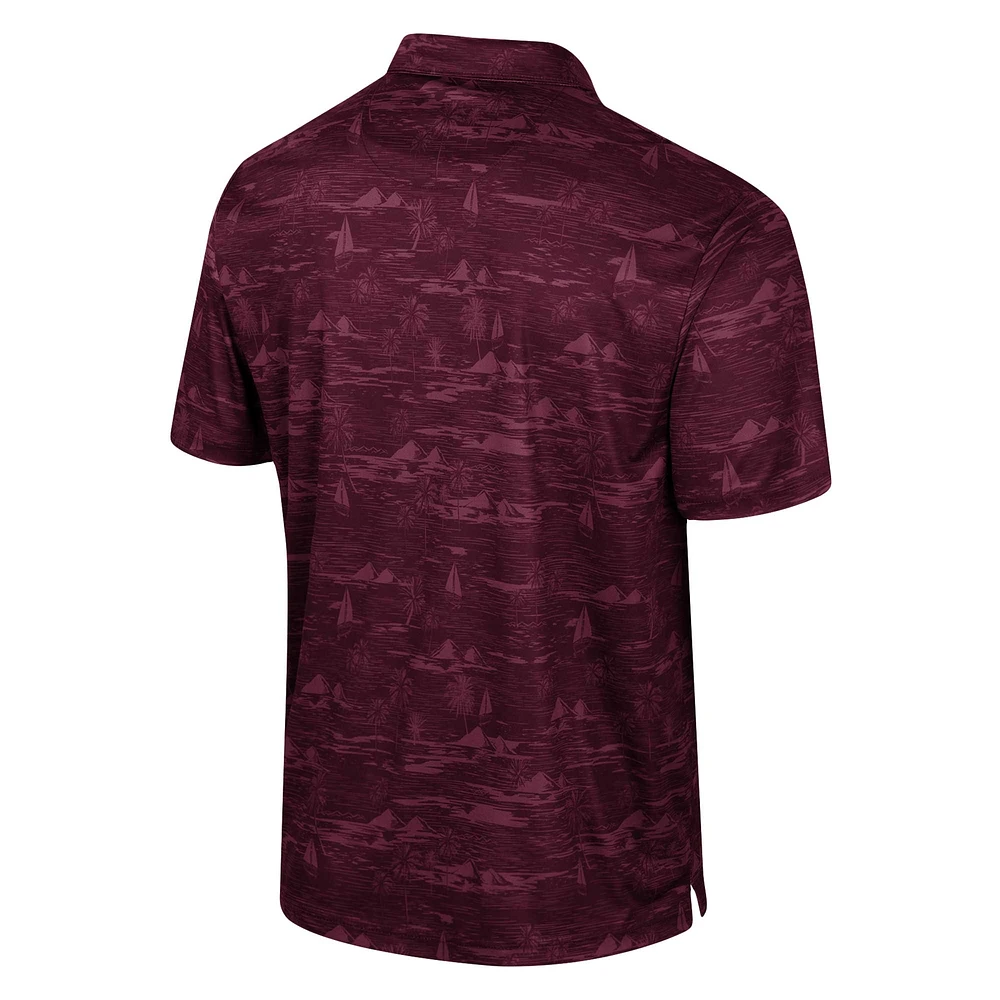 Men's Colosseum Maroon Montana Grizzlies Daly Print Polo