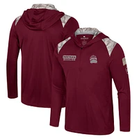 Men's Colosseum Maroon Montana Grizzlies OHT Military Appreciation Quarter-Zip Hoodie Jacket