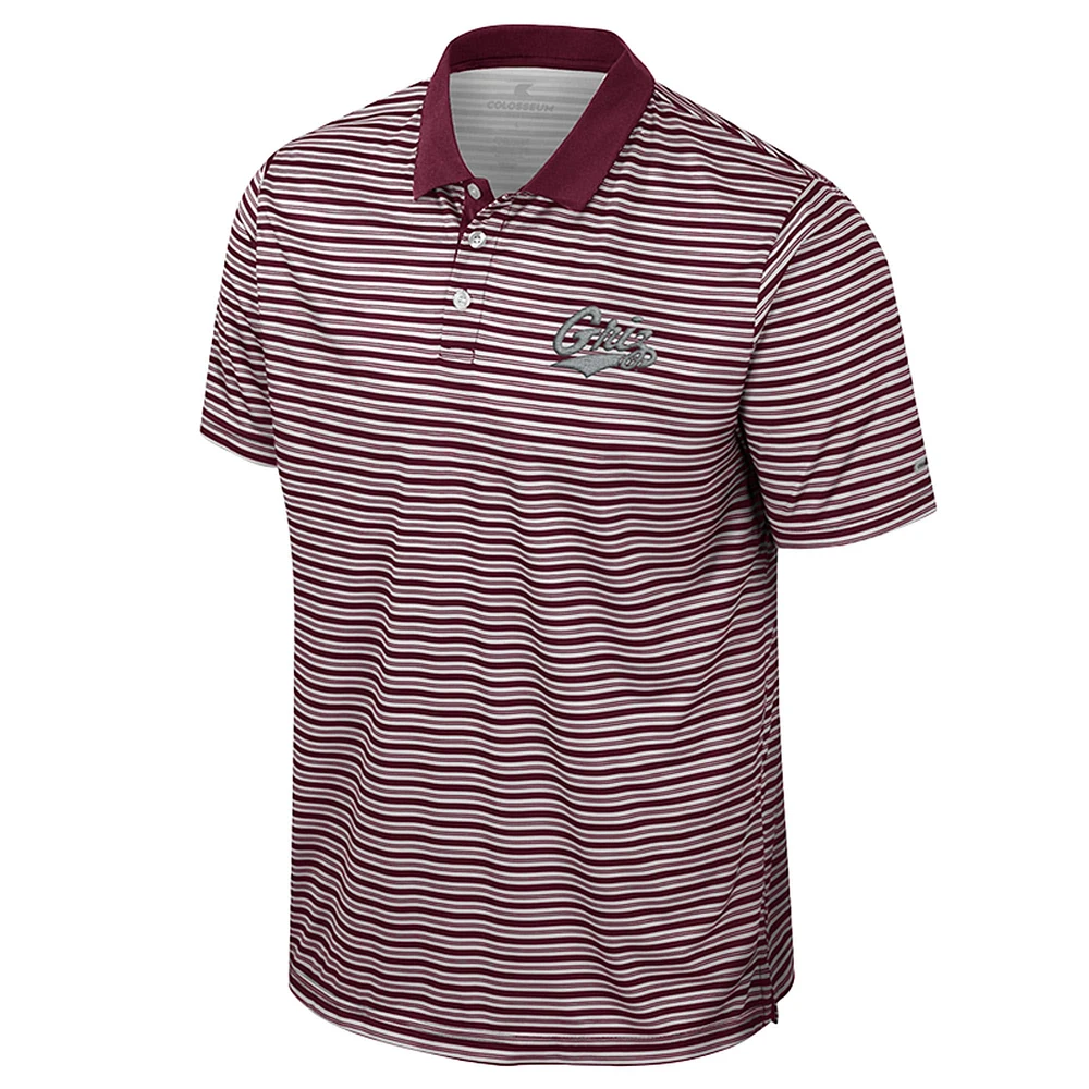 Men's Colosseum Maroon Montana Grizzlies Striped Polo