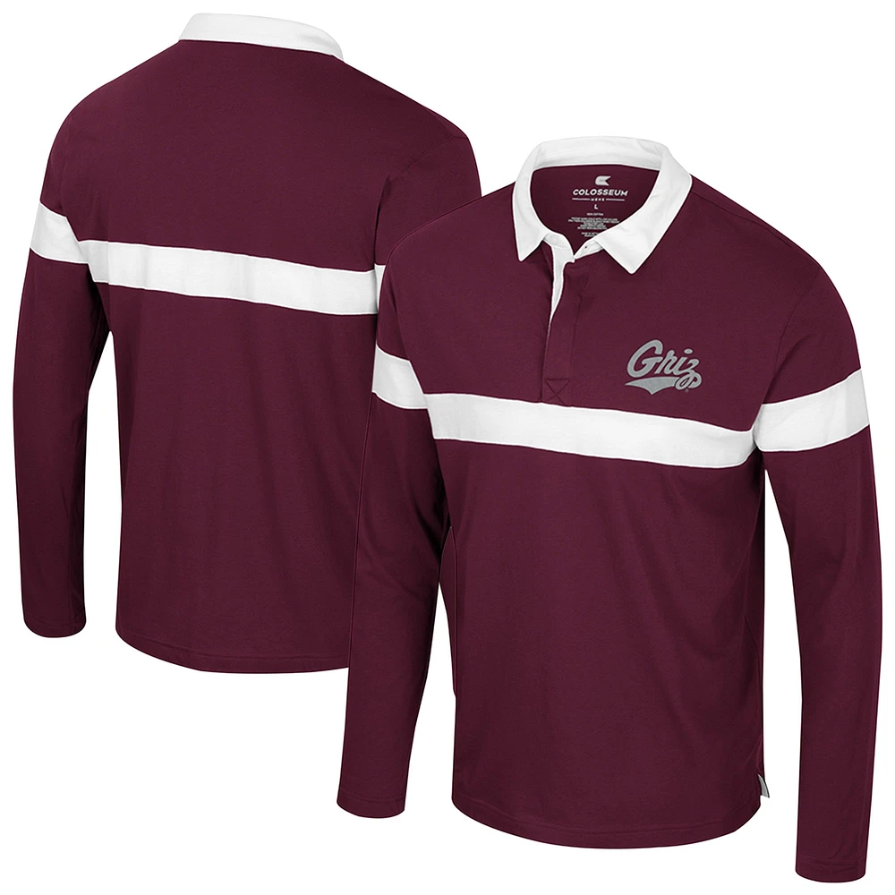 Polo à manches longues marron Colosseum pour homme, motif Montana Grizzlies Too Cool For School