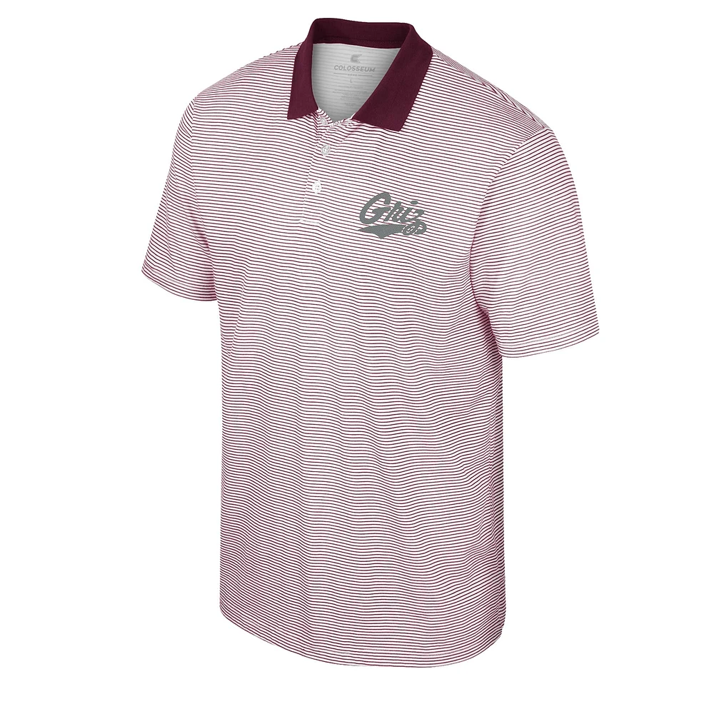 Polo à rayures Montana Grizzlies Colosseum blanc/marron pour homme