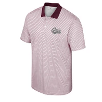 Men's Colosseum White/Maroon Montana Grizzlies Print Stripe Polo