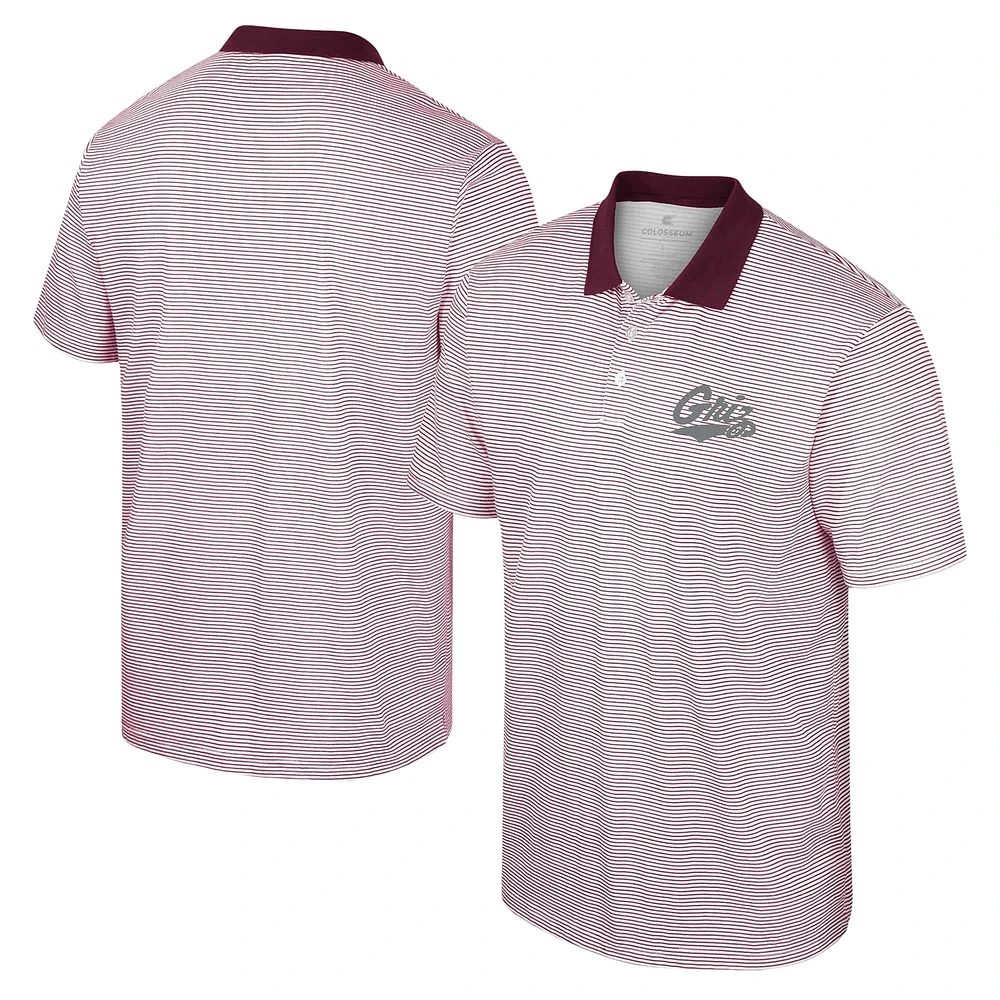 Polo à rayures Montana Grizzlies Colosseum blanc/marron pour homme