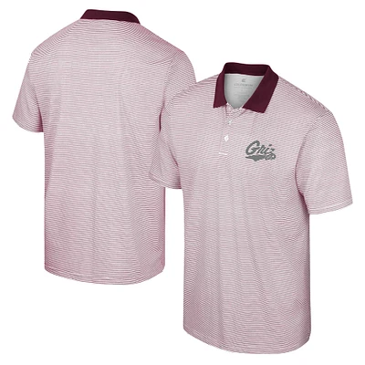 Polo à rayures Montana Grizzlies Colosseum blanc/marron pour homme