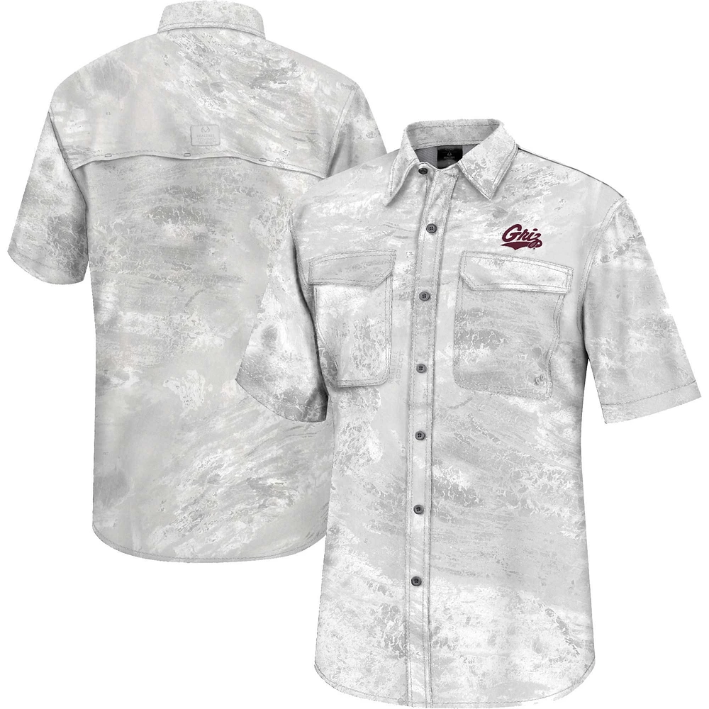 Colosseum White Montana Grizzlies Realtree Aspect Charter Chemise de pêche à boutons complets pour homme