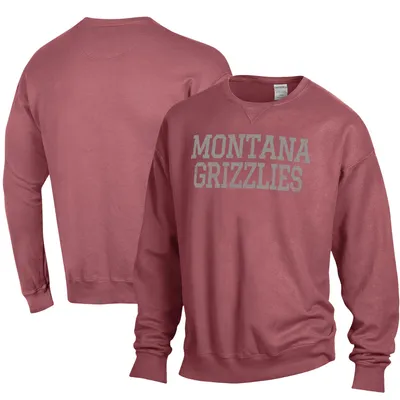 Montana Grizzlies ComfortWash Stack Garment Dyed Crewneck Pullover Sweatshirt - Maroon