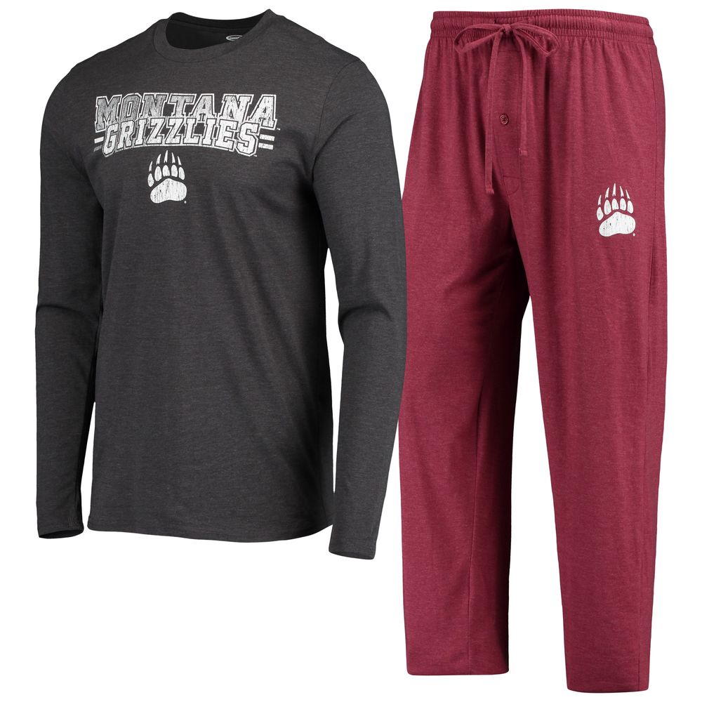 Men's Concepts Sport Maroon/Heathered Charcoal Montana Grizzlies Meter Long Sleeve T-Shirt & Pants Sleep Set