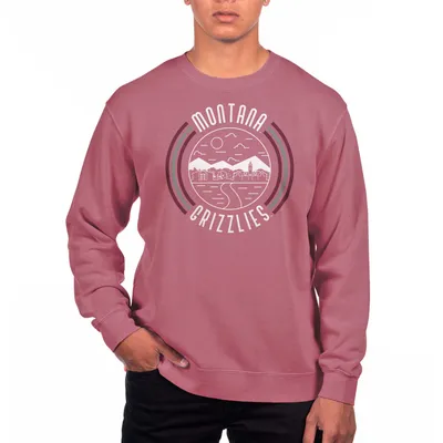 Montana Grizzlies Uscape Apparel Pigment Dyed Fleece Crew Neck Sweatshirt - Maroon