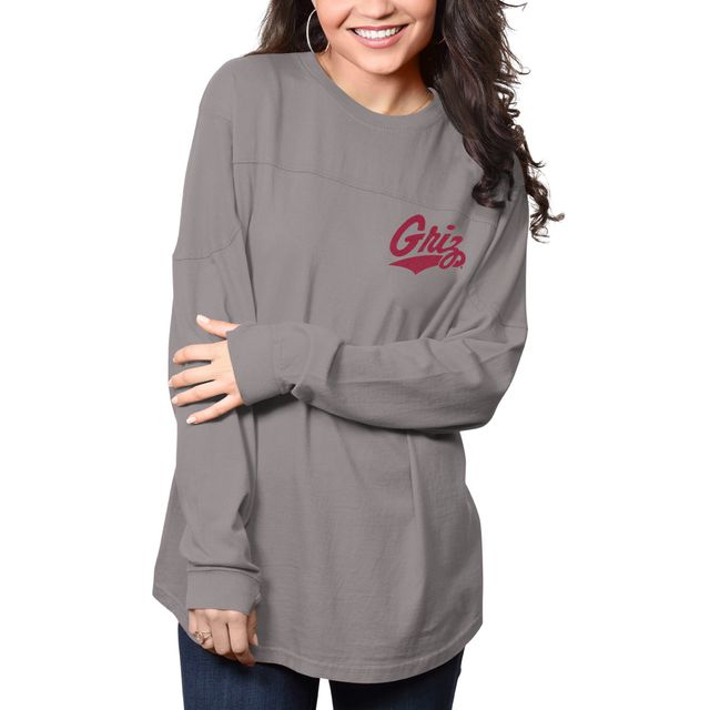 T-shirt surdimensionné à manches longues gris Montana Grizzlies The Big Shirt pour femmes