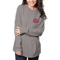 Women's Pressbox Gray Montana Grizzlies The Big Shirt Oversized Long Sleeve T-Shirt