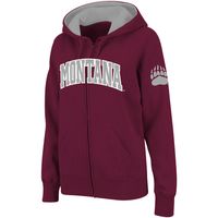 Women's Stadium Athletic Maroon Montana Grizzlies Arched Name Full-Zip Hoodie